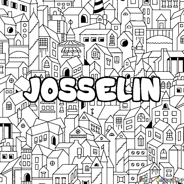 Coloriage prénom JOSSELIN - d&eacute;cor Ville