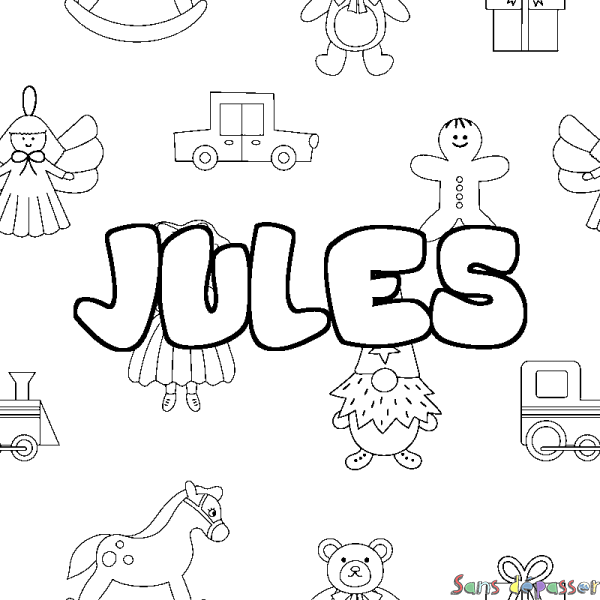 Coloriage prénom JULES - d&eacute;cor Jouets