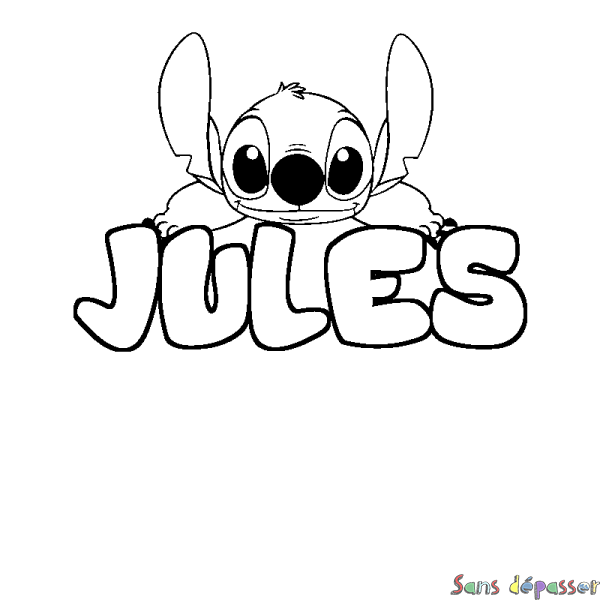 Coloriage prénom JULES - d&eacute;cor Stitch
