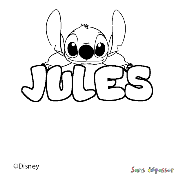 Coloriage pr&eacute;nom JULES - d&eacute;cor Stitch