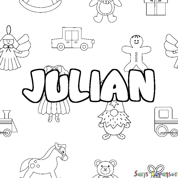 Coloriage prénom JULIAN - d&eacute;cor Jouets
