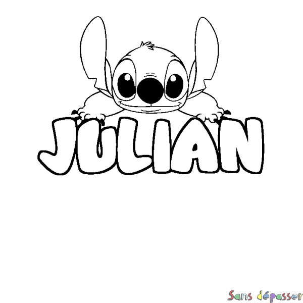Coloriage prénom JULIAN - d&eacute;cor Stitch