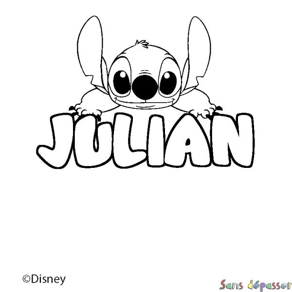Coloriage pr&eacute;nom JULIAN - d&eacute;cor Stitch
