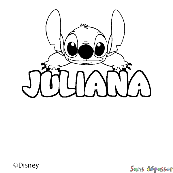 Coloriage pr&eacute;nom JULIANA - d&eacute;cor Stitch