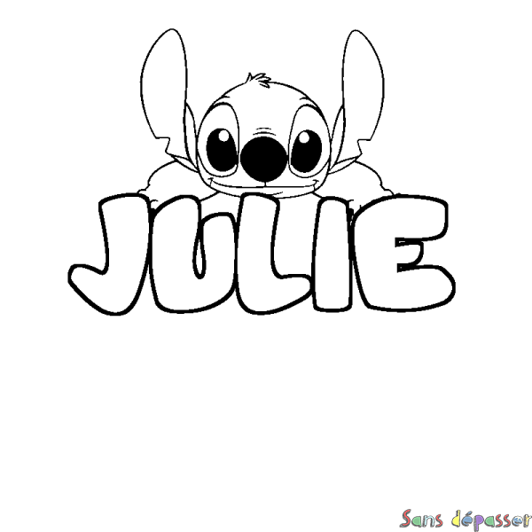 Coloriage prénom JULIE - d&eacute;cor Stitch