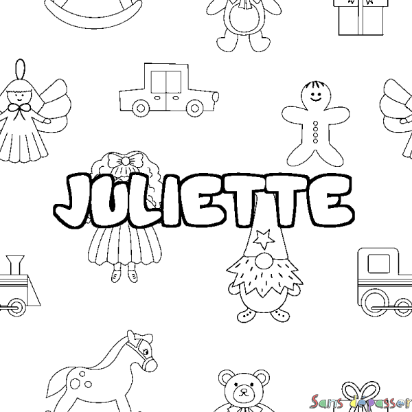 Coloriage prénom JULIETTE - d&eacute;cor Jouets