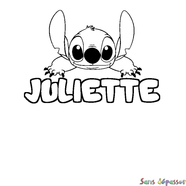 Coloriage prénom JULIETTE - d&eacute;cor Stitch