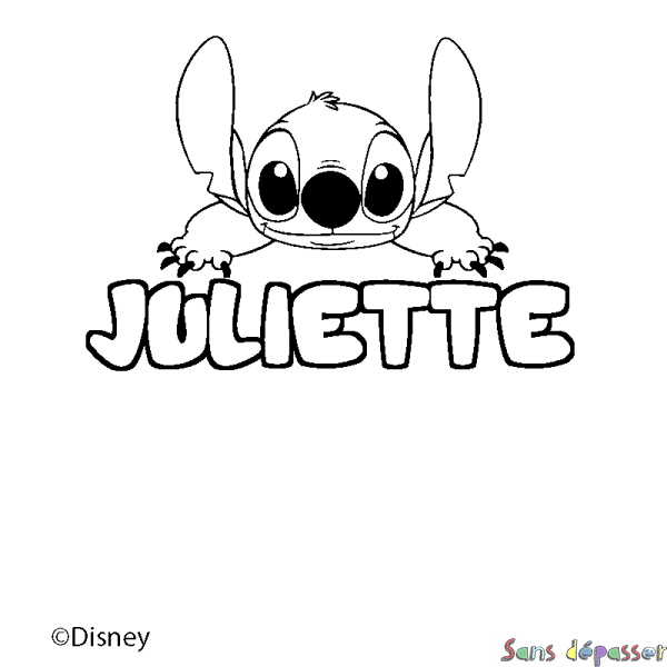 Coloriage pr&eacute;nom JULIETTE - d&eacute;cor Stitch