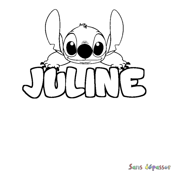 Coloriage prénom JULINE - d&eacute;cor Stitch