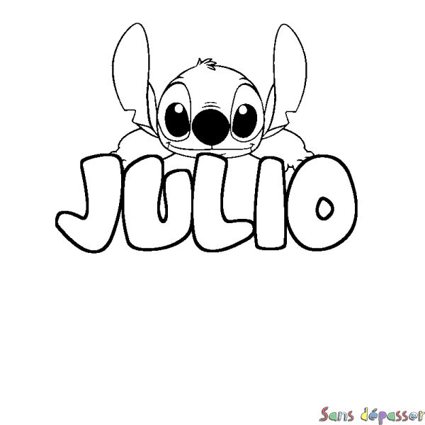 Coloriage prénom JULIO - d&eacute;cor Stitch