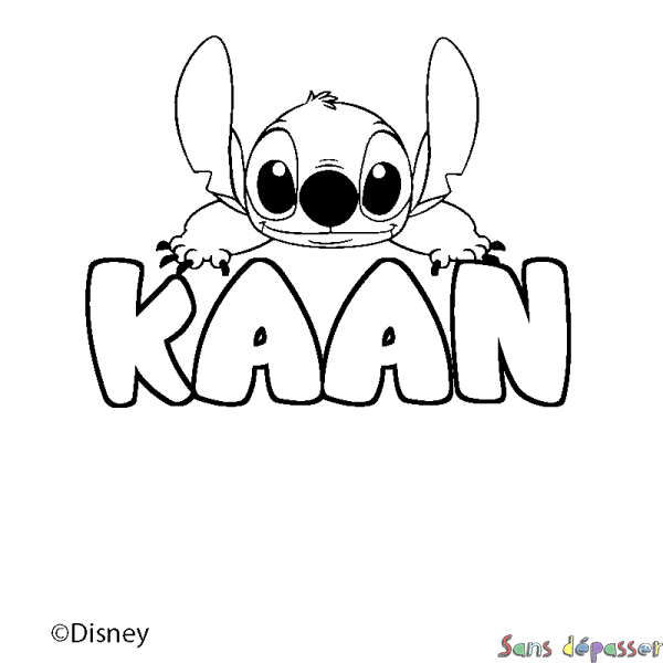 Coloriage pr&eacute;nom KAAN - d&eacute;cor Stitch