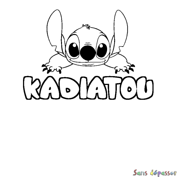 Coloriage prénom KADIATOU - d&eacute;cor Stitch