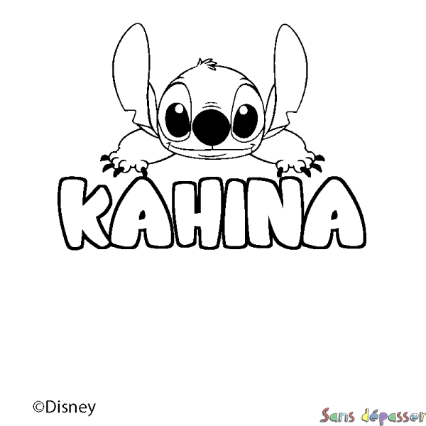 Coloriage pr&eacute;nom KAHINA - d&eacute;cor Stitch