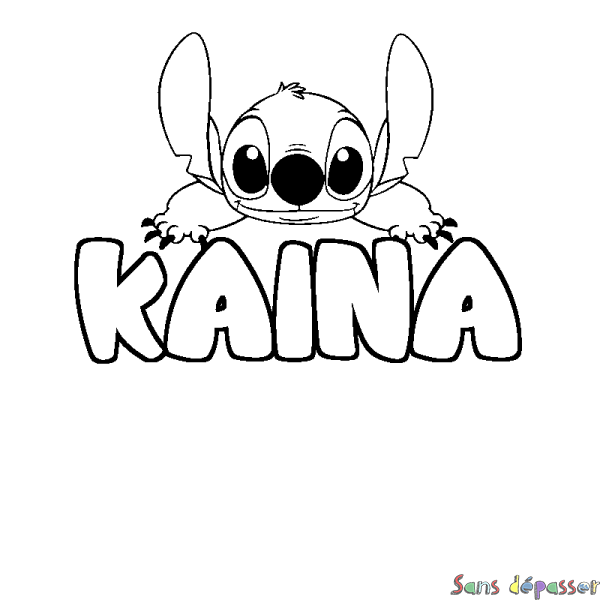 Coloriage prénom KAINA - d&eacute;cor Stitch
