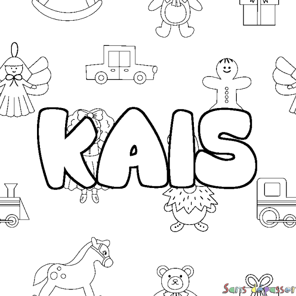 Coloriage prénom KAIS - d&eacute;cor Jouets