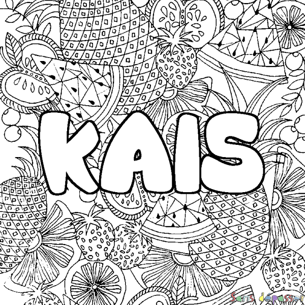 Coloriage prénom KAIS - d&eacute;cor Mandala fruits