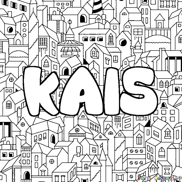 Coloriage prénom KAIS - d&eacute;cor Ville