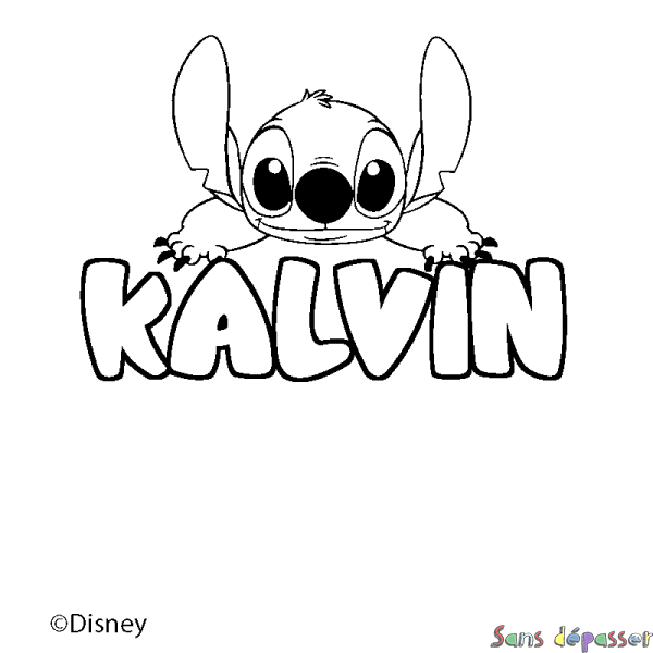 Coloriage pr&eacute;nom KALVIN - d&eacute;cor Stitch