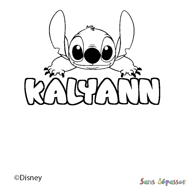 Coloriage pr&eacute;nom KALYANN - d&eacute;cor Stitch