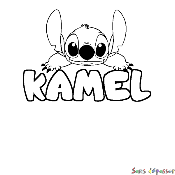 Coloriage prénom KAMEL - d&eacute;cor Stitch