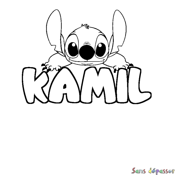 Coloriage prénom KAMIL - d&eacute;cor Stitch