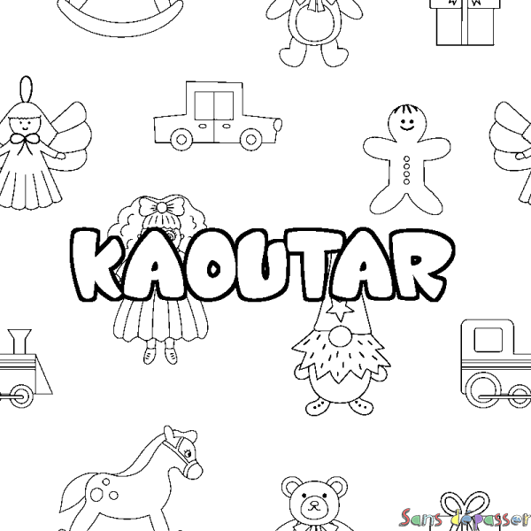 Coloriage prénom KAOUTAR - d&eacute;cor Jouets