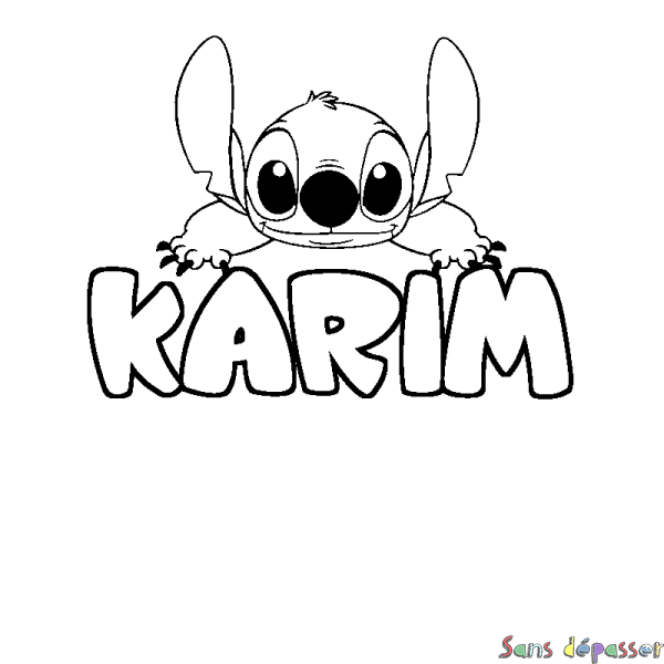 Coloriage prénom KARIM - d&eacute;cor Stitch