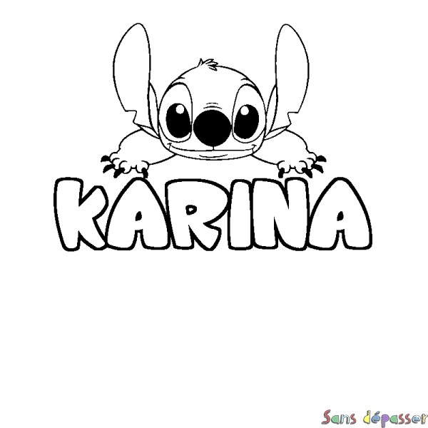 Coloriage prénom KARINA - d&eacute;cor Stitch