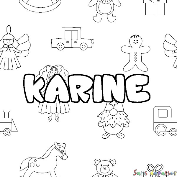 Coloriage prénom KARINE - d&eacute;cor Jouets