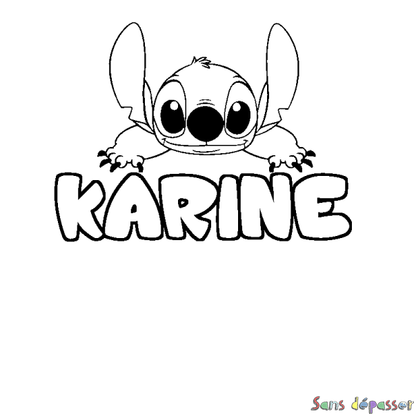 Coloriage prénom KARINE - d&eacute;cor Stitch