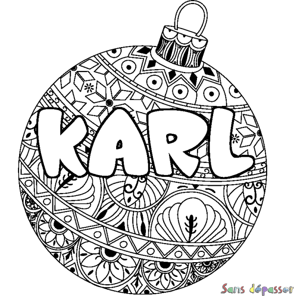 Coloriage prénom KARL - d&eacute;cor Boule de No&euml;l