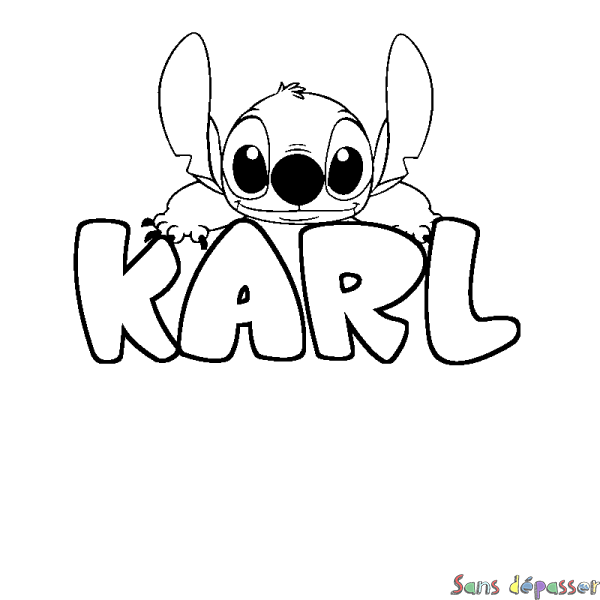 Coloriage prénom KARL - d&eacute;cor Stitch
