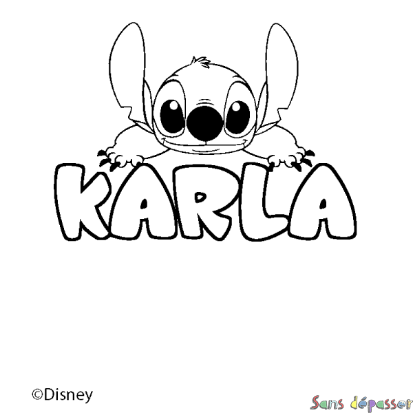 Coloriage pr&eacute;nom KARLA - d&eacute;cor Stitch