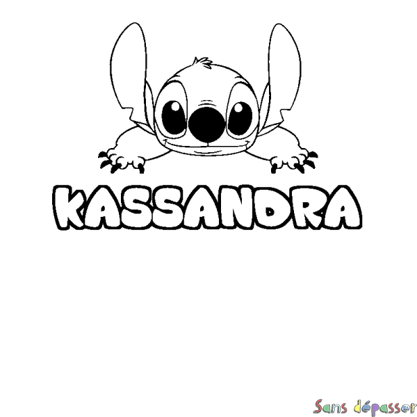 Coloriage prénom KASSANDRA - d&eacute;cor Stitch