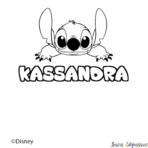 Coloriage pr&eacute;nom KASSANDRA - d&eacute;cor Stitch