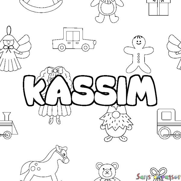 Coloriage prénom KASSIM - d&eacute;cor Jouets