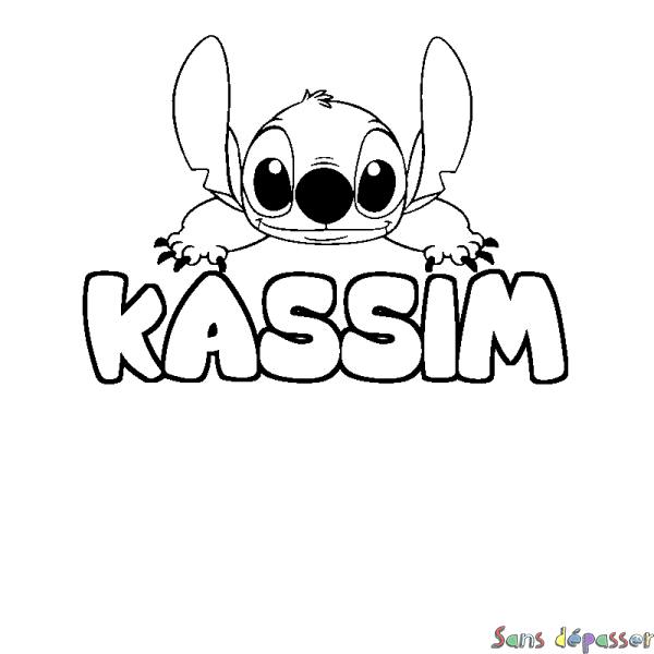 Coloriage prénom KASSIM - d&eacute;cor Stitch