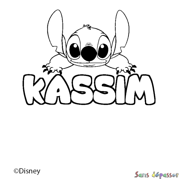 Coloriage pr&eacute;nom KASSIM - d&eacute;cor Stitch