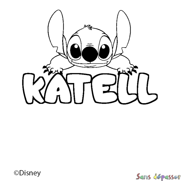 Coloriage pr&eacute;nom KATELL - d&eacute;cor Stitch