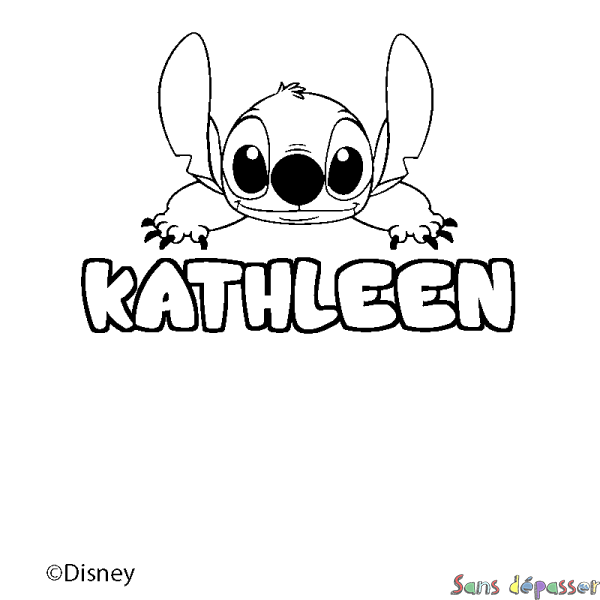 Coloriage pr&eacute;nom KATHLEEN - d&eacute;cor Stitch