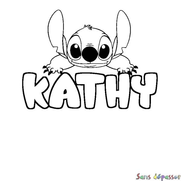 Coloriage prénom KATHY - d&eacute;cor Stitch