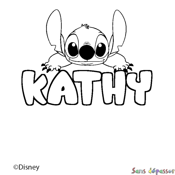 Coloriage pr&eacute;nom KATHY - d&eacute;cor Stitch