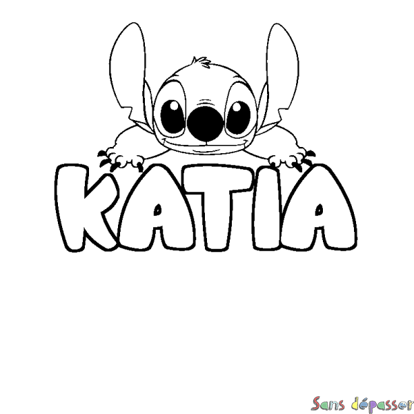 Coloriage prénom KATIA - d&eacute;cor Stitch