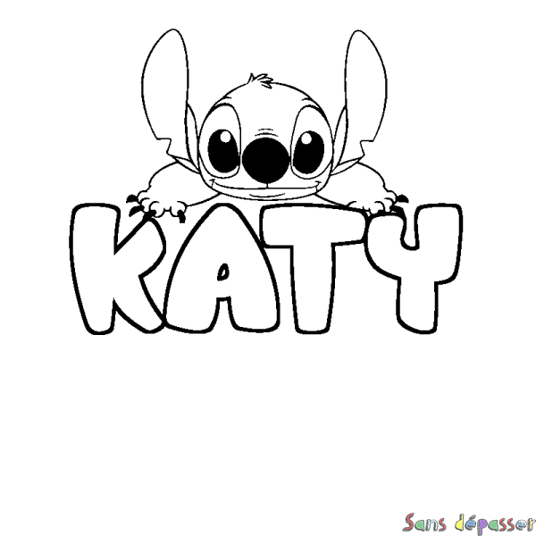 Coloriage prénom KATY - d&eacute;cor Stitch