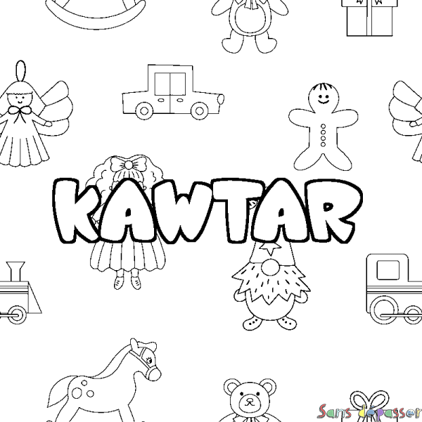 Coloriage prénom KAWTAR - d&eacute;cor Jouets