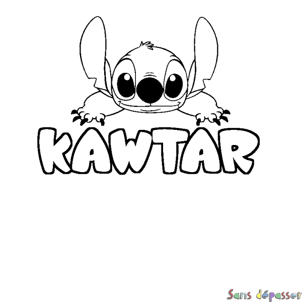 Coloriage prénom KAWTAR - d&eacute;cor Stitch