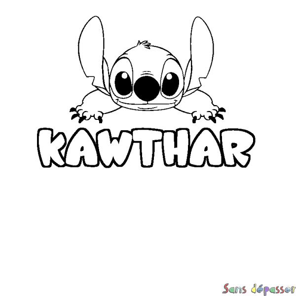 Coloriage prénom KAWTHAR - d&eacute;cor Stitch