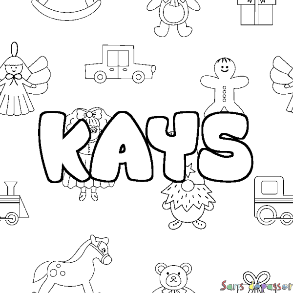 Coloriage prénom KAYS - d&eacute;cor Jouets