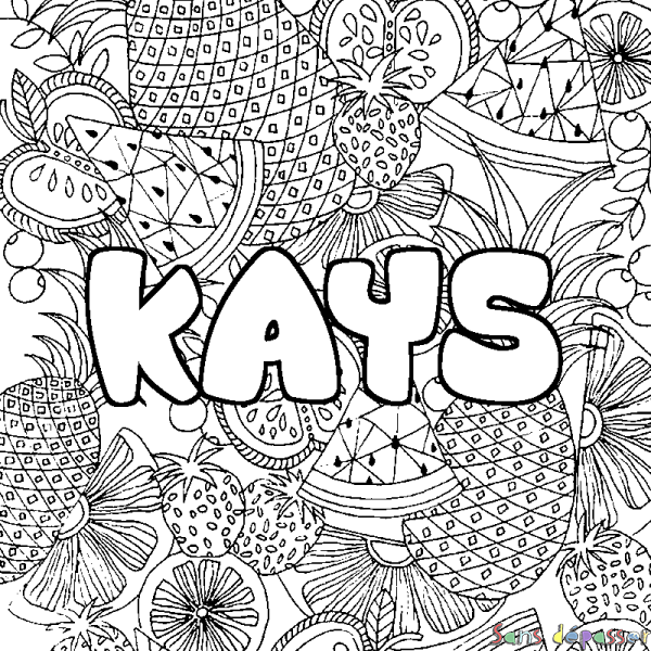 Coloriage prénom KAYS - d&eacute;cor Mandala fruits