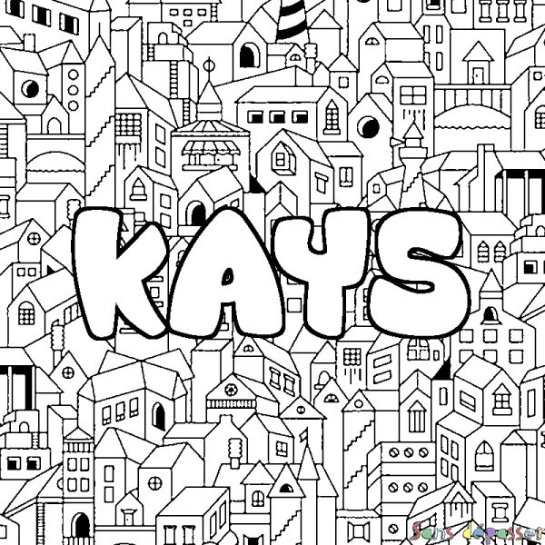Coloriage prénom KAYS - d&eacute;cor Ville